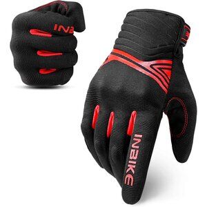 Inbike Men's Red Breathable Mesh Touchscreen Hard Knuckle Motorcycle Gloves